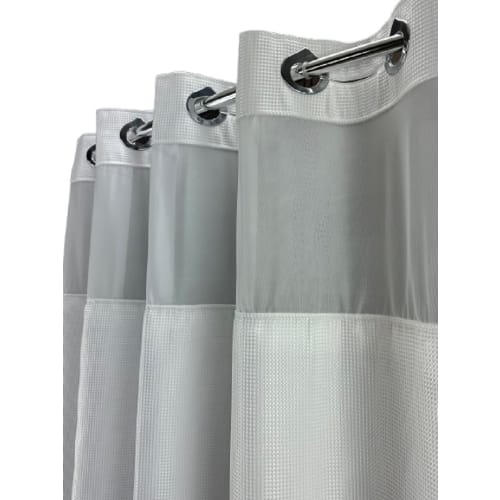 Hang2It Luxor Waffle Shower Curtain with Window, 72"x74", White